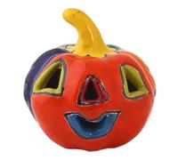 NOVICA Artisan Handmade Ceramic Figurine Talaverastyle Jackolantern from Mexico Multicolor Sculpture Halloween Folk Art Painted Hacienda [3.5in H x 3.5in W x 3.3in D] ' Talavera Jackolantern'