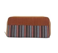 NOVICA Artisan Handmade Cotton Wallet Woven Brown Striped with Zipper Closure Handbags Wallets Indonesia ' Humble Lurik Brown'