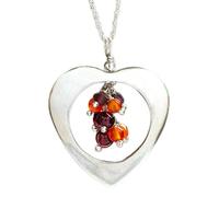NOVICA Artisan Handmade Garnet Carnelian Heart Necklace Sterling Silver Red Pendant Mexico Birthstone [19.75 in L 1 mm W Pendant(s) 1.5 in L x 1.2 in W x 0.2 in D] ' Fire Heart'