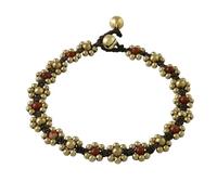 NOVICA Artisan Handmade Jasper Beaded Anklet Adjustable from Thailand Brass Birthstone Bohemian [9.25 in min L x 9.75 in max L 11 mm W] ' Musical Dream'