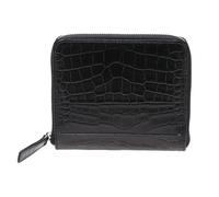NOVICA Artisan Handmade Leather Wallet Black Zippered with Crocodile Motif Handbags Wallets Patterned India ' Travel Light in Black'