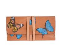 NOVICA Artisan Handmade Leather Wallet Handpainted Butterfly Motif from Costa Rica Handbags Brown Multicolor Wallets Animal Themed Bug Butterflybutterfly ' Colors of Liberty'