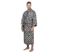 NOVICA Artisan Handmade Men's Cotton Batik Blue Patterned Robe, Indonesia 'Midnight Fireworks'