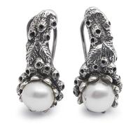 NOVICA Artisan Handmade Pearl Drop Earrings Silver Sterling White Indonesia Birthstone Sea Life [0.8 in L x 0.7 in W] ' Coral Reef'