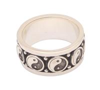 NOVICA Artisan Handmade Sterling Silver Band Ring Yin Yang from Bali Indonesia [band Width 11 mm W] ' Peace Be with You'