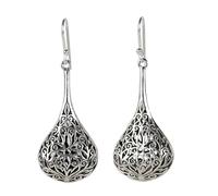 NOVICA Artisan Handmade Sterling Silver Dangle Earrings Artisan Crafted Filigree Thailand [1.9 in L x 0.7 in W x 0.3 in D] ' Filigree Teardrop'