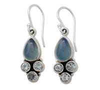 NOVICA Artisan Handmade Sterling Silver Dangle Earrings Blue Composite Turquoise Indian Reconstituted [1 in L x 0.4 in W x 0.2 in D] ' Sky Harmony'