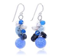 NOVICA Handmade Cluster Earrings | Cultured Freshwater Pearl | .925 Sterling Silver | Lapis Lazuli | Clear Quartz | Artisan Jewelry | Chalcedony | Birthstone & Agate Bead | Thailand Serenity