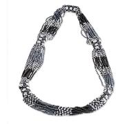 NOVICA Handmade Glass Beaded Strand Necklace Black White from Guatemala [30 in Inner Circ. x 1 in W] 'Harmonious Elegance in Black'