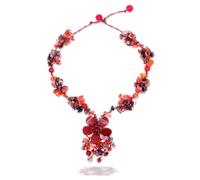 NOVICA Handmade Multi Gemstone Beaded Pendant Necklace | Floral Design | Smoky Jasper | Bead Choker | Assorted Stone Jewelry | Toggle Carnelian Stone | Dazzling Bloom 15.25" L - x 16.5" L x 0.8" W