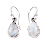 NOVICA Handmade Rainbow Moonstone Earrings | .925 Sterling Silver Dangle | Teardrop Stone | Long French Hook Wire | Pear Shape | Citrine Jewelry | Hypoallergenic | Natural Gemstone | Luminous Light