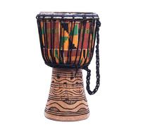 NOVICA Handmade Wood Djembe Drum Multicolor Tweneboa Woodleather Musical Instruments Drums 'Ahoto'