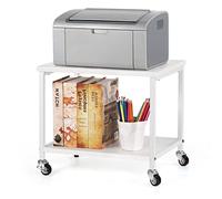 NOVIMANGO Printer Trolley with Lockable Wheels, Printer Stand Rollable with 2 Levels, Printer Holder Industrial Design, Printer Stand with Adjustable Feet, for Office, Fax, Copier