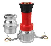 NOVINO Fire Hose Nozzle, 2" NPSH Heavy Duty Industrial Fire Hose, Constant Flow Mist Nozzle with 2 Pack 2" Aluminum Camlock Fittings