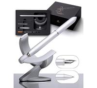 novium Hoverpen Future Edition - Fountain Pen & Rollerball Pen All-In Gift Box, Fine Nib, Futuristic Aesthetic, Luxury Metal Made Desk Pen, Free Spinning Executive Pen, Birthday Gifts (Frost Silver)