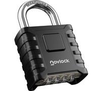 NOVLOCK Heavy Duty Combination Padlock Outdoor - Weatherproof, Cut-Resistant, 0.31" (8mm) Shackle - for Gates, Fences, Sheds, Storage Units, Lockers, Cabinets - 1-Pack, Black