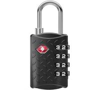 NOVLOCK Suitcase Padlock - TSA Approved Suitcase Lock with 4-Digit Combination - Travel Padlock - Textured Luggage Lock for Suitcases, Backpacks, Cases, Bags - 1-Pack, Black