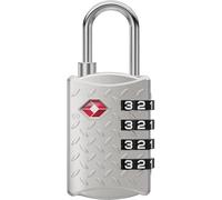 NOVLOCK Suitcase Padlock - TSA Approved Suitcase Lock with 4-Digit Combination - Travel Padlock - Textured Luggage Lock for Suitcases, Backpacks, Cases, Bags - 1-Pack, Silver