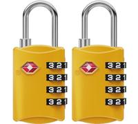 NOVLOCK TSA Approved Luggage Locks - Suitcase Padlock with 4-Digit Security - TSA Travel Padlocks for Suitcases, Backpacks, Cases, Bags - 2-Pack, Yellow
