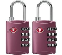 NOVLOCK TSA Approved Luggage Locks - Suitcase Padlock with 4-Digit Security - TSA Travel Padlocks for Suitcases, Backpacks, Cases, Bags - 2-Pack, Purple