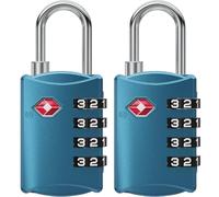 NOVLOCK TSA Approved Luggage Locks - Suitcase Padlock with 4-Digit Security - TSA Travel Padlocks for Suitcases, Backpacks, Cases, Bags - 2-Pack, Blue