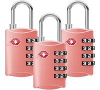NOVLOCK TSA Approved Luggage Locks - Suitcase Padlock with 4-Digit Security - TSA Travel Padlocks for Suitcases, Backpacks, Cases, Bags - 2-Pack, Pink
