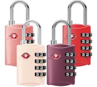 NOVLOCK TSA Approved Luggage Locks - Suitcase Padlock with 4-Digit Security - TSA Travel Padlocks for Suitcases, Backpacks, Cases, Bags - 4-Pack, Pink/Purple/Red/Rose
