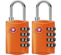 NOVLOCK TSA Approved Luggage Locks - Suitcase Padlock with 4-Digit Security - TSA Travel Padlocks for Suitcases, Backpacks, Cases, Bags - 2-Pack, Orange