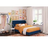 Novo Annie Fabric Bed Frame, King Size, Blue Velvet Dimensions: 5′ x 6′6″ (150cm x 200cm)