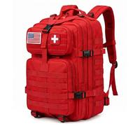 NOVO First Aid Backpack Empty - Red Medical Emergency Bag (Patch)