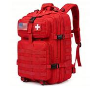 NOVO First Aid Backpack Empty - Red Medical Emergency Bag (PVC Patch)