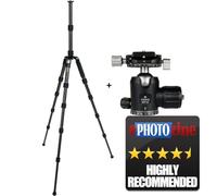 Novo Helix T50 Carbon Fibre-10x Professional Tripod Kit. C/W Novo BHP-32 Drag Adjust Ballhead. Detachable monopod. Folded 355mm. Max load 20Kgs. Weight 1.84kg. Arca-Swiss head. Rubber + spiked feet