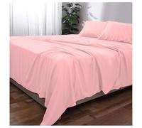 Novo Home Double Bed Sheet Set (Baby Pink) - Soft Brushed Microfiber Bedding with Flat Sheet, Fitted Sheet & Pillowcases - Deep Pocket, Fade Resistant, Easy Care