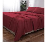 Novo Home King Bed Sheet Set (Red) - Soft Brushed Microfiber Bedding with Flat Sheet, Fitted Sheet & Pillowcases - Deep Pocket, Fade Resistant, Easy Care