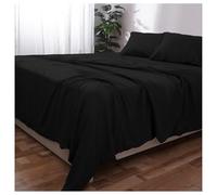 Novo Home Single Bed Sheet Set (Black) - Soft Brushed Microfiber Bedding with Flat Sheet, Fitted Sheet & Pillowcase - Deep Pocket, Fade Resistant, Easy Care