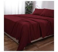 Novo Home Super King Bed Sheet Set (Red) - Soft Brushed Microfiber Bedding with Flat Sheet, Fitted Sheet & Pillowcases - Deep Pocket, Fade Resistant, Easy Care