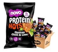 Novo Nutrition Protein Hots - Mexican Chilli & Lime (18 x 45 g) | Healthy Savoury Snack | High Protein & Fibre | 3 Boxes x 6 Packs | Low-Calorie, Low Fat | Eat On-The-Go | 91 Calories Per Serving