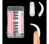 NOVO OVO 100 pcs Hawk Curved Natural Color Extra Super Extreme Deep Curve Half Cover Long Square Eagle Claw False Nail Extension Tips Acrylic Nail 10 Sizes Box Packaging Halloween Art Salon