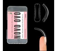 NOVO OVO 100 pcs Hawk Curved Transparent Clear Cystal Extra Super Extreme Deep Curve Half Cover Long Square Eagle Claw False Nail Extension Tips Acrylic Nail 10 Sizes Box Packaging Halloween Art Salon