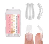 NOVO OVO 120 pcs Hawk Curved Eagle Claw Extra Super Extreme Deep Curve Half Cover Short Square Tapered Transparent Clear Cystal False Nail Extension Tips Acrylic Nail 10 Sizes Box Packaging