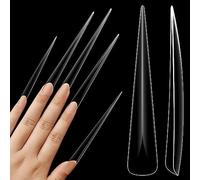 NOVO OVO 120 pcs Super Extra Extreme Long Nail Tips Stiletto XXXXL XXXXL French Tips Full Cover False Fake Nail Extension 12 Sizes Acrylic Nails for Salon and DIY