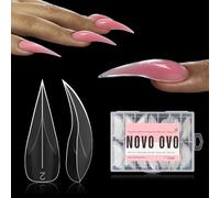 NOVO OVO Curved Stiletto Nail Dual Forms for Poly Gel for 3D Eagle Claw Nail Extension, Hawk Curve Sculpture Acrylic Nails, Reusable Full Cover Molds for French Tip Nail Art Design 280 Pcs 14 sizes