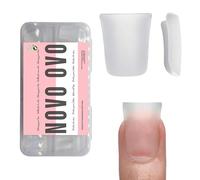 NOVO OVO Duck Nail Tips Extra Short, Full Cover for Press On Acrylic, Clear Pre-etched Pre-applied Tip Primer & Base Coat Soft Gel Fake False Nail Extension Full Coverage x 12 Sizes 120 pcs