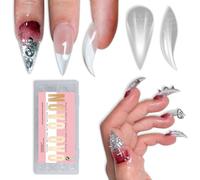NOVO OVO Halloween 3D Cat Claw Nail Tips, 128Pcs Short Curved Stiletto Press on Nails with Built-in APEX, PMMA Full Cover Clear Eagle False Nails for Cosplay & Salon Extension, 16 Sizes