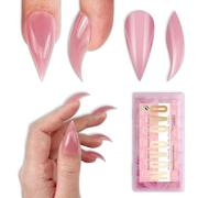 NOVO OVO Halloween 3D Cat Claw Nail Tips Berry Pink, 128Pcs Short Curved Stiletto Press on Nails with Built-in APEX, PMMA Full Cover Clear Eagle False Nails for Cosplay & Salon Extension, 16 Sizes