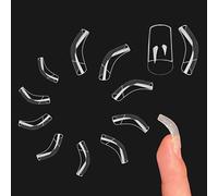 NOVO OVO Halloween 500 pcs Hawk Curved Eagle Claw Transparent Clear Cystal Extra Super Extreme Deep Curve Half Cover Short Square Tapered False Nail Extension Tips Acrylic Nail 10 Sizes in Bag for DIY
