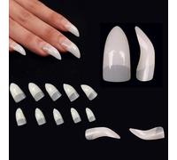 NOVO OVO Halloween 500 pcs Natural Hawk Curved Raptor Eagle Claw Extra Super Extreme Deep Curve Half Cover Stiletto False Nail Extension Tips Acrylic Nail 10 Sizes Bag Packaging for Art Salon DIY