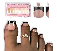 NOVO OVO Halloween Black French Tip Toe Nail Tips Press on,BROWN PINK Sharp Square Pre-Designed Soft Gel False Toenail Extension,Medium Wide Fake Toenails, Full Cover Acrylic for DIY 15 Sizes 240 pcs