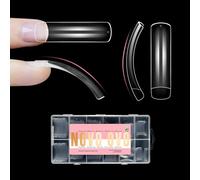NOVO OVO Halloween Half Cover XXL Curved Nail Tips, Square Shallow Paste Soft Gel x Long L XL XXXL Hawk Curve Claw 90s' Y2K Fake Nails Extension kit, Clear French False Nail for Acrylic 12 Sizes 240pc