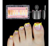 NOVO OVO Halloween Short Toe Nail Tips Press on with Moon Curve, Thick Sharp Square Full Cover Soft Gel False Toenail Extension Kit, Clear Matte Fake Nails Acrylic Pedicure for DIY x 15 Sizes 240 Pcs
